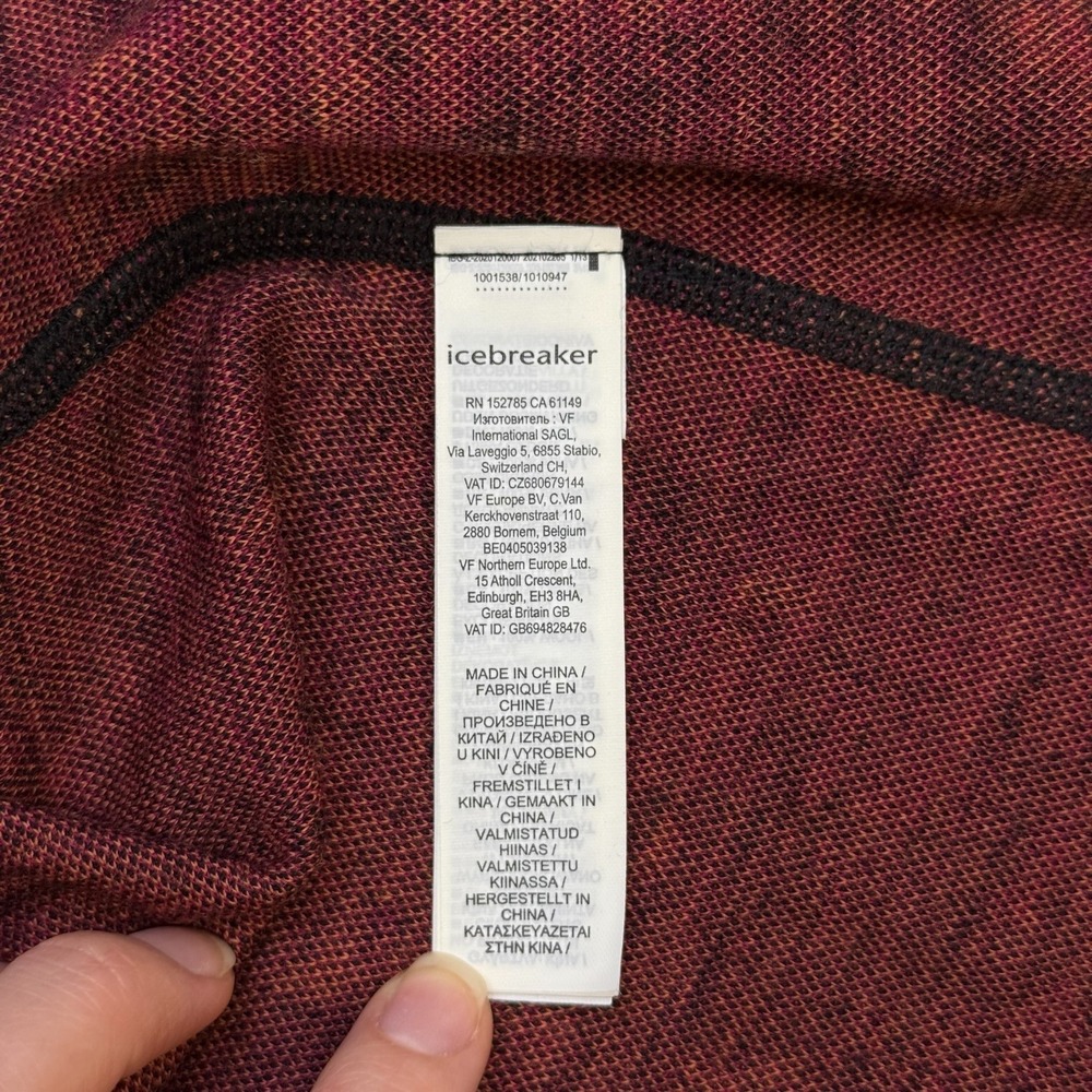Icebreaker 250 Merino Wool Base Layer 1/4 Zip Top Pink Orange Abstract Womens M - Picture 6 of 10